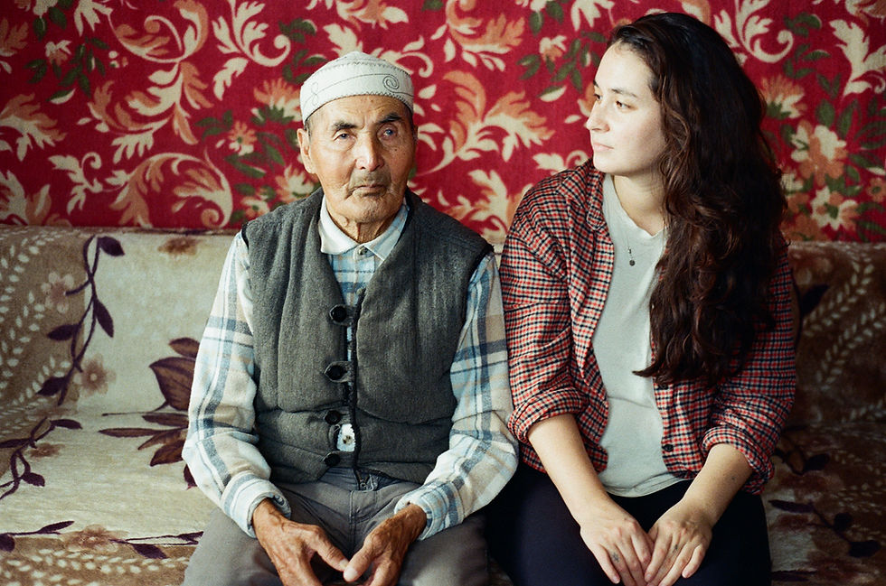 My maternal great-granduncle and I in his home, Western Kazakhstan, 2025