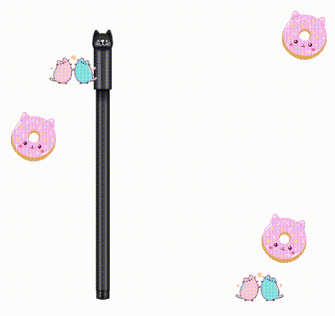 cute pastel colored plastic cat themed pens