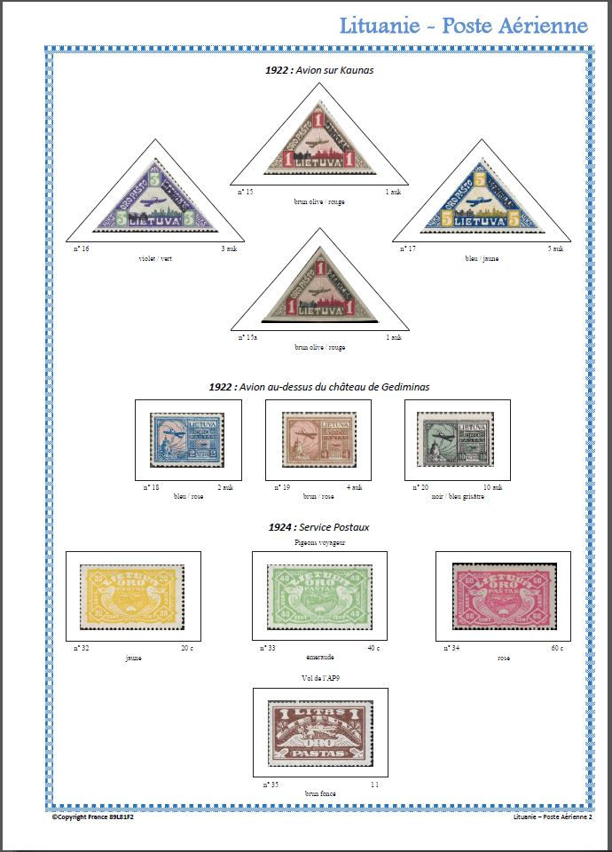 Miniature : Lituanie | 1918-1940 | Timbres Poste - Aérienne - Semi Postaux - D'Occupation |
