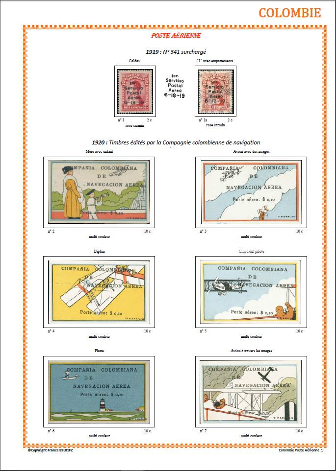 Colombie | 1919-1940 | Timbres Poste-Aérienne |