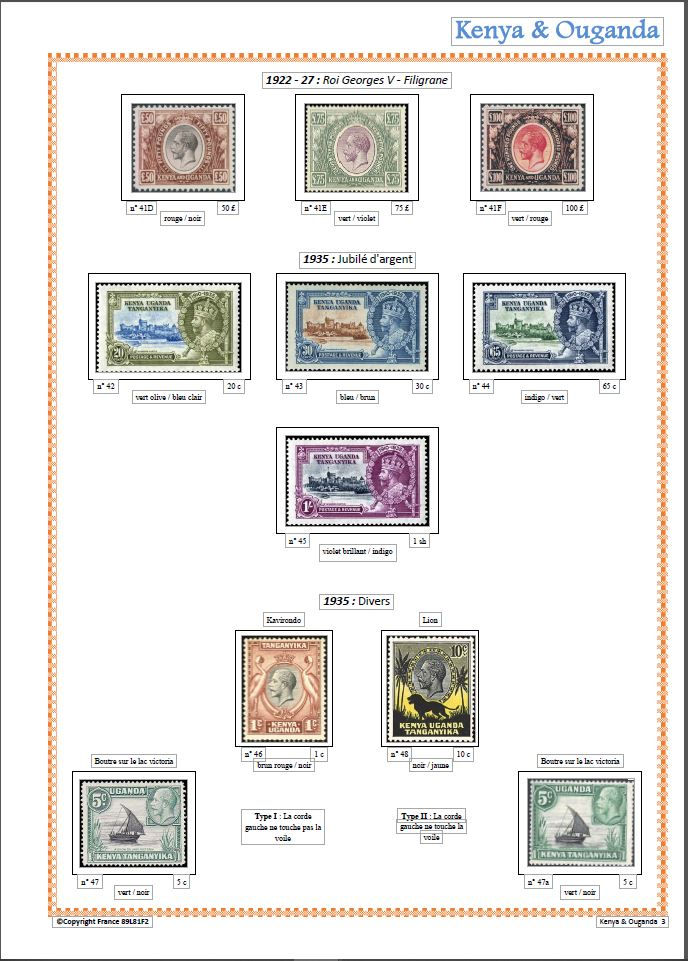 Kenya - Ouganda - Tanganyika | 1921-1938 |