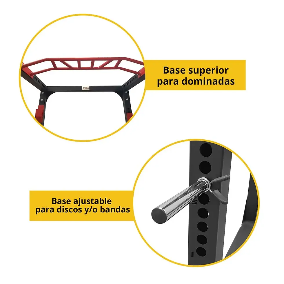 Miniatura: Power rack o jaula de poder, sentadilla libre y dominadas