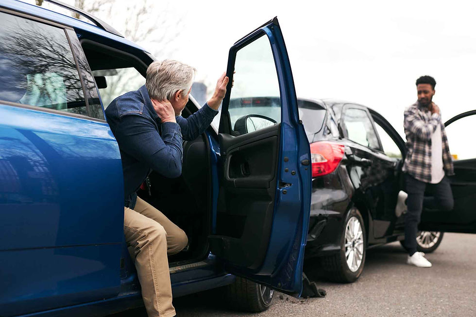 Two men in car accident, calling for help. Personal Injury, Con O'Leary & Co Solicitors.