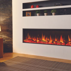 Modern electric fire in contemporary living room