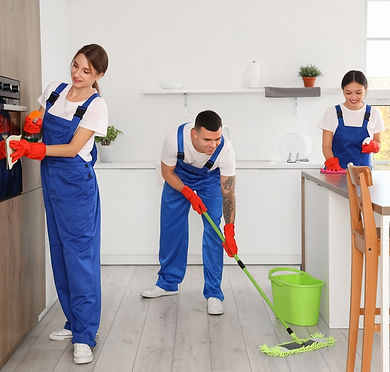 cleaning the kitchen surfaces