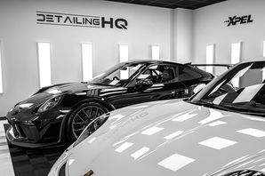 Black and white Porsche cars at Detailing HQ