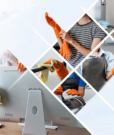 a collage of efficient cleaning