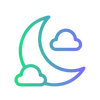 Crescent moon and clouds icon for nighttime energy storage