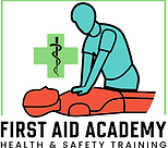First Aid Academy logo: Person practicing CPR on a training dummy.