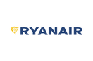 Ryanair logo with yellow wing and blue text on a white background