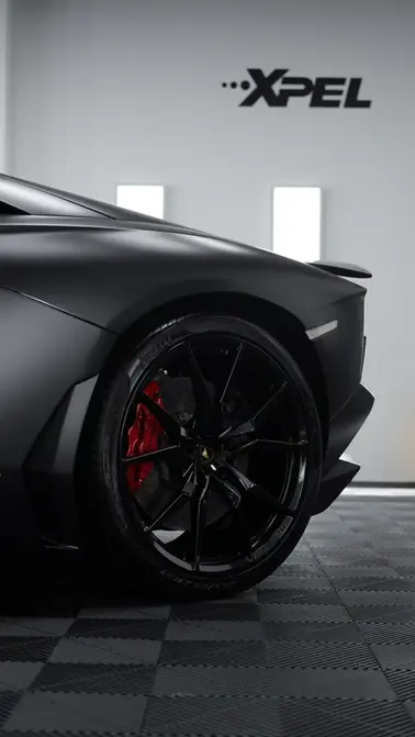 Matte black Lamborghini rear, Xpel logo