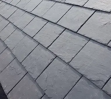 Close-up of slate roof tiles, Slate Roofing, detailed view, roofleakrepairs.ie.