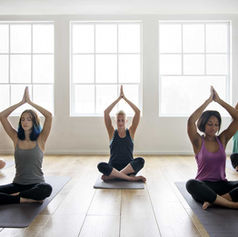 Yoga class being taught