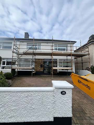 House exterior renovation scaffolding