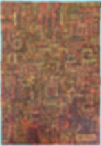 Pintura arca barroca 42x30 com padrões geométricos abstratos.