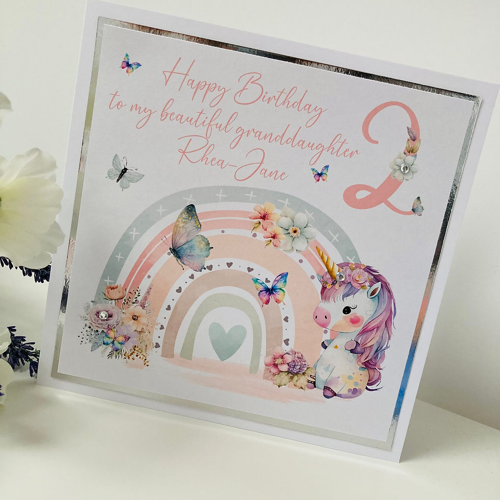 Handmade Birthday Card - Pretty Rainbow Unicorn