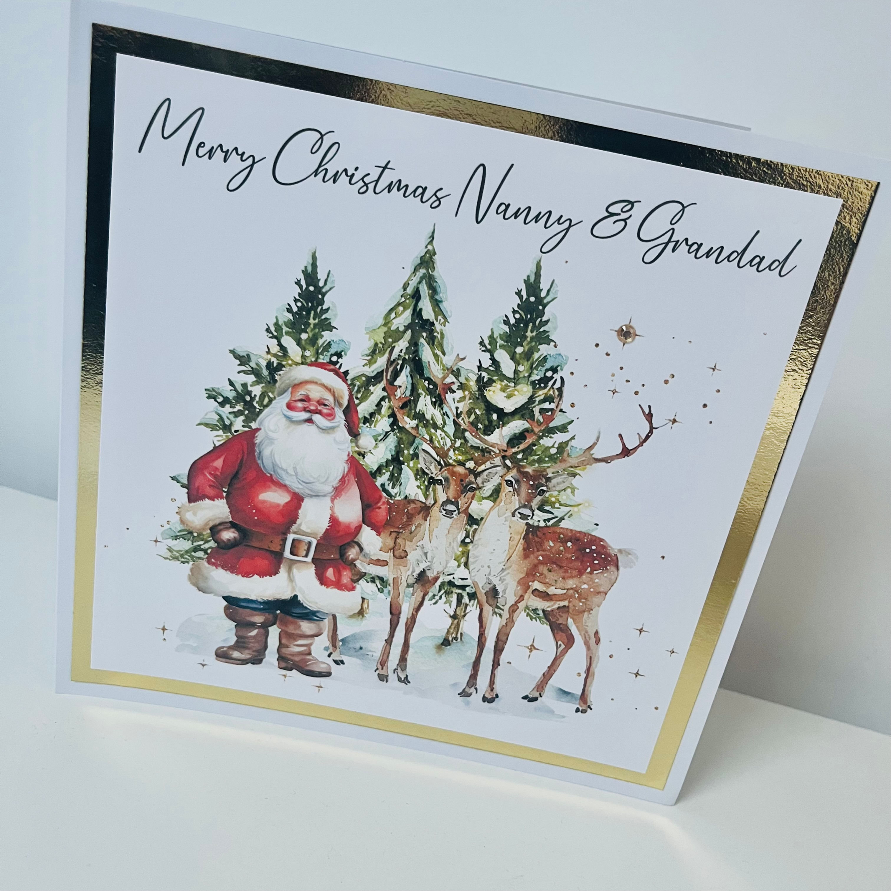 Handmade Christmas Card - Santa & Reindeers