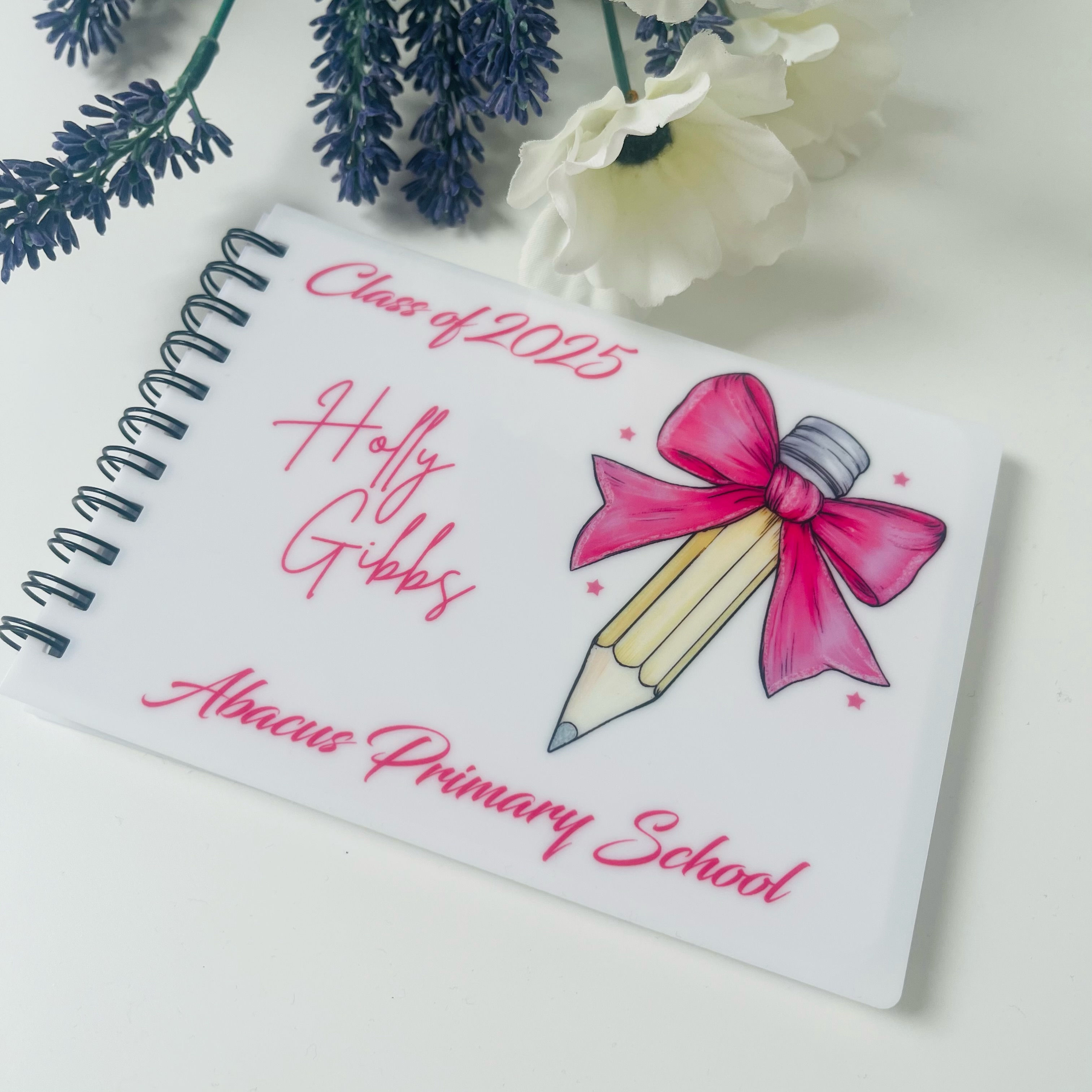 Personalised Leavers Book - Bow Pencil