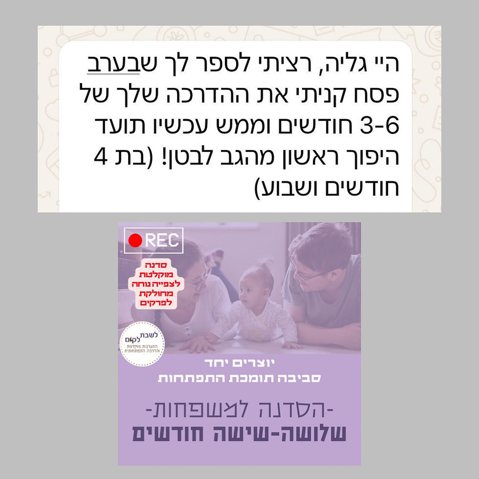 תמונה ממוזערת: סדנה מוקלטת מראש: יוצרים יחד סביבה תומכת התפתחות לגילאי 3-6 חודשים
