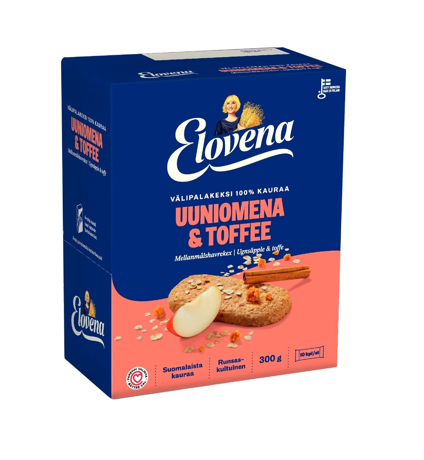 Elovena välipalakeksi 10x30g Uuniomena & Toffee