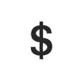 Dollar sign with transparent background.
