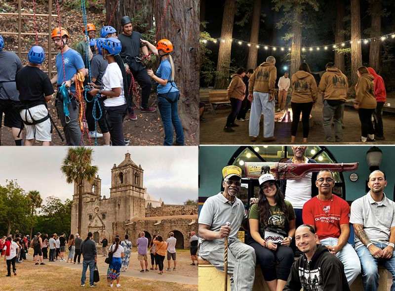 a collage of images from group outings