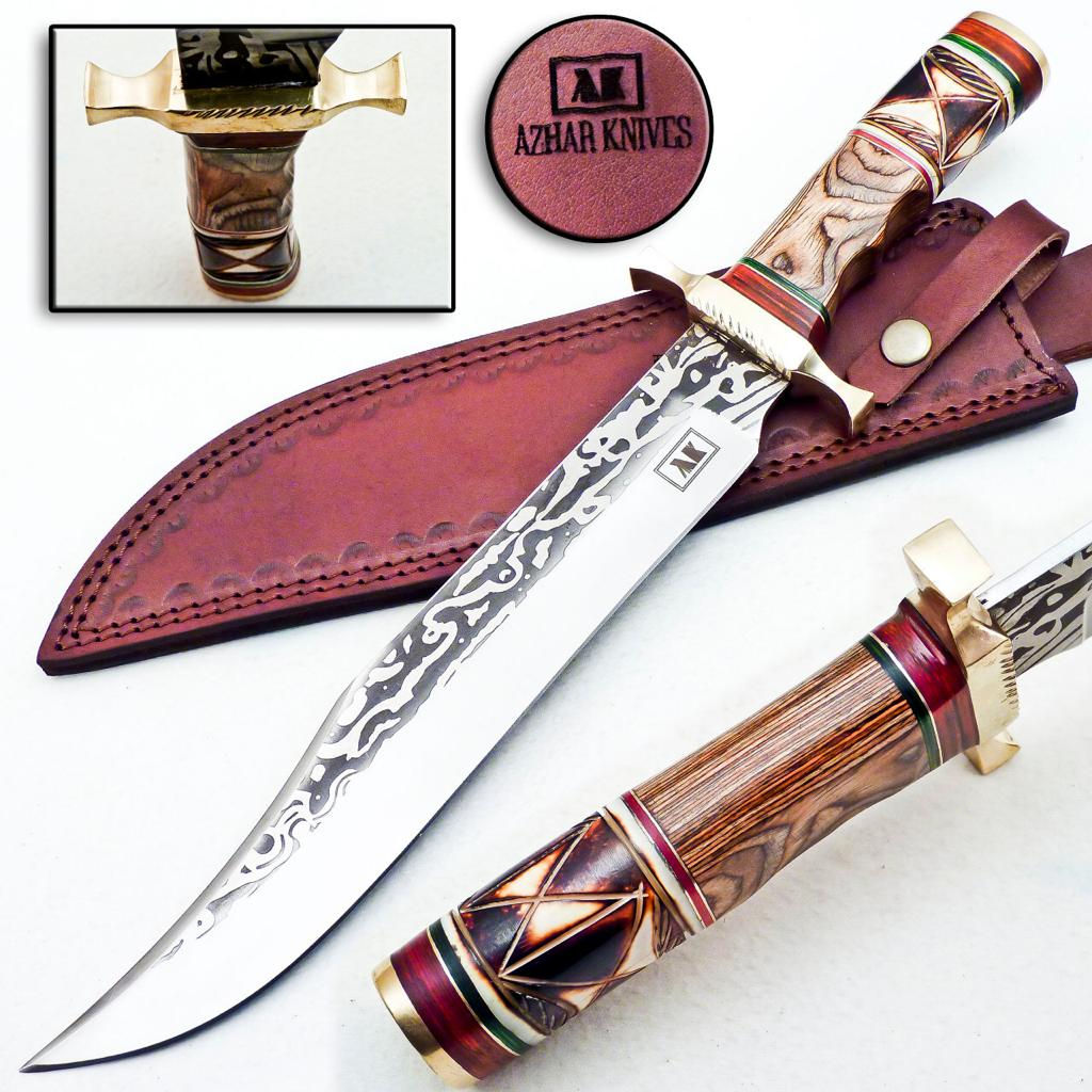 Handmade Damascus + Stainless Steel Knife (Fixed Blade)