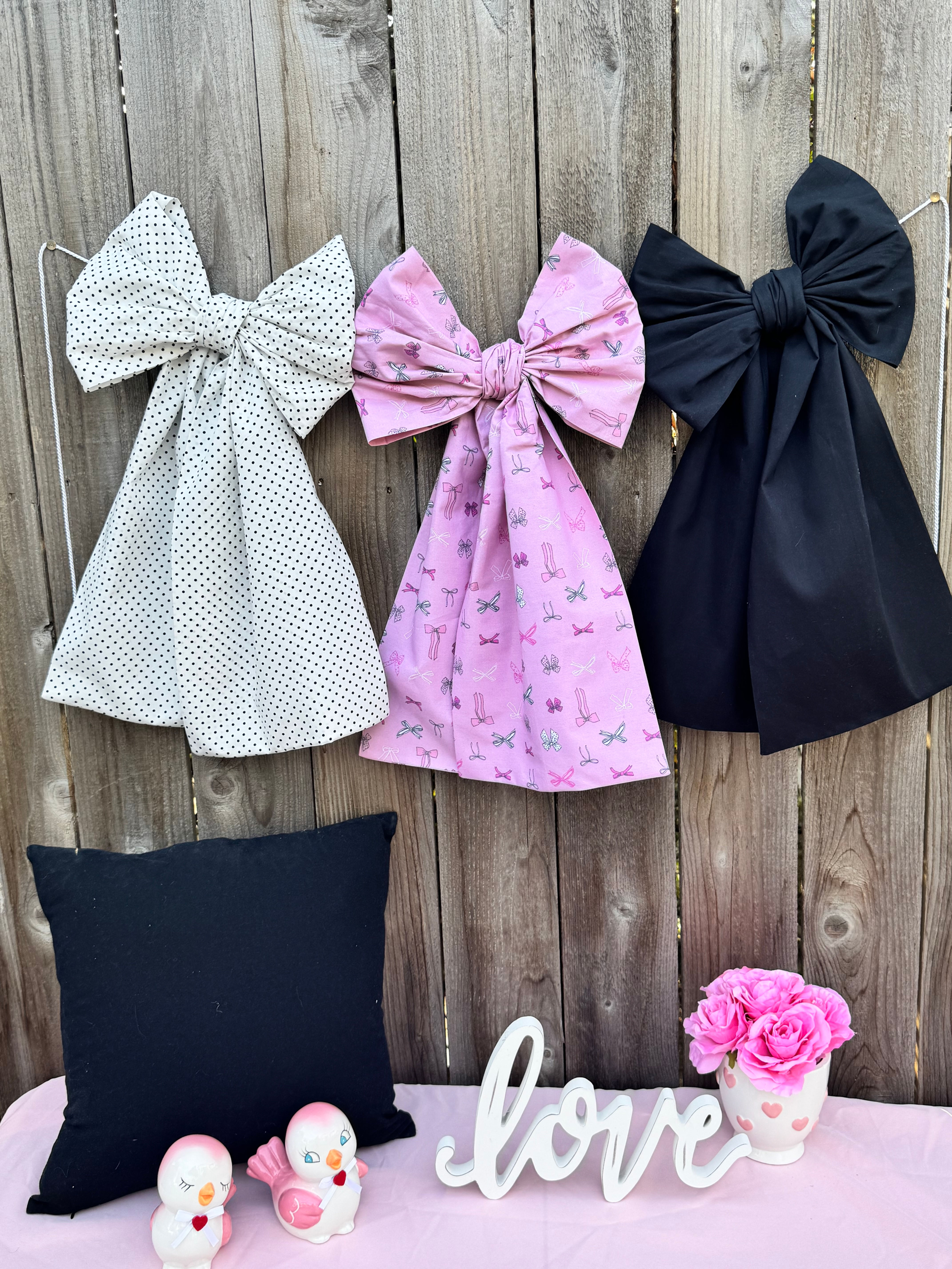 Pink and Black Coquette Bow Garland