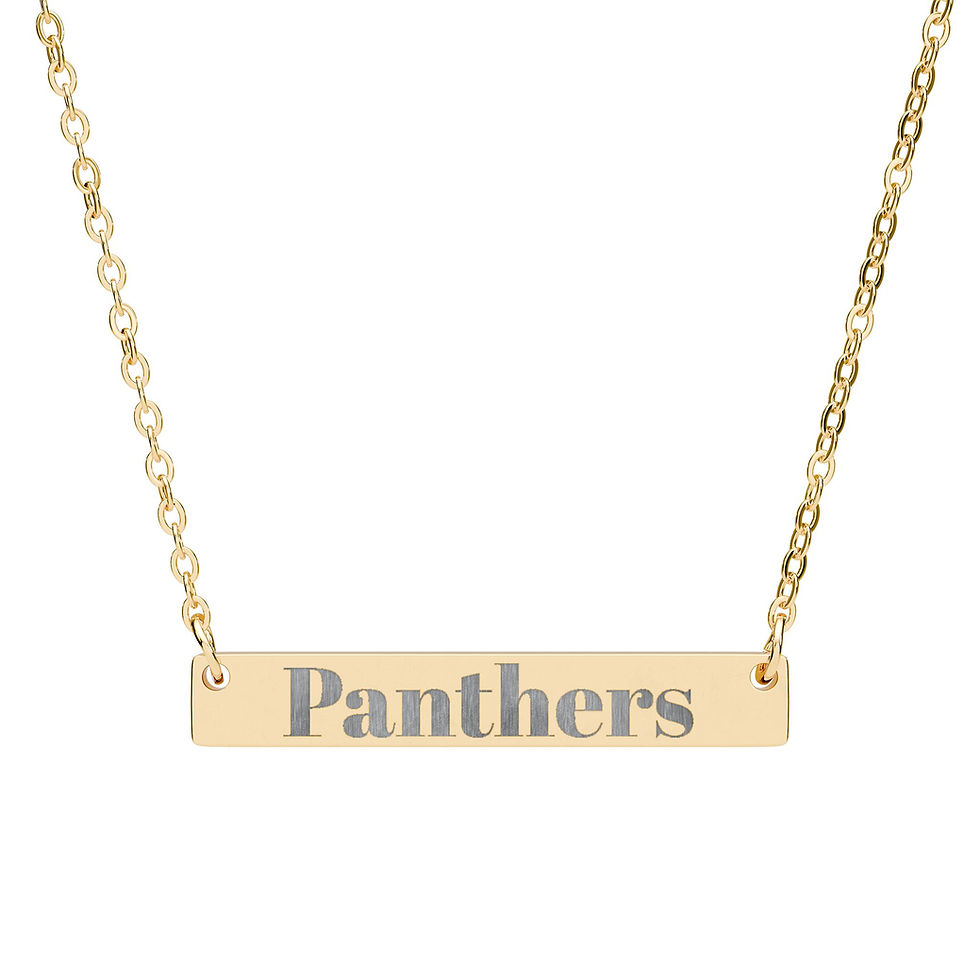 Thumbnail: Engraved Horizontal Bar Necklace — Custom 'Panthers' Team Name Pendant