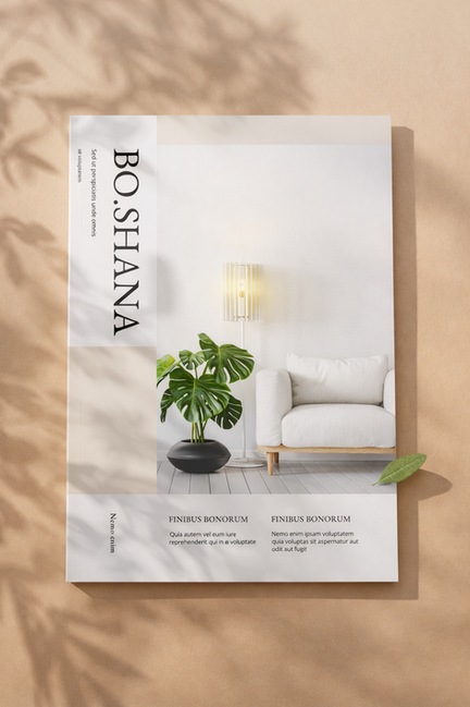 A minimalist magazine cover designed for a contemporary interior publication.