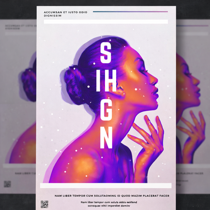 The vibrant gradients help highlight the portrait and make it the main focus of the design.