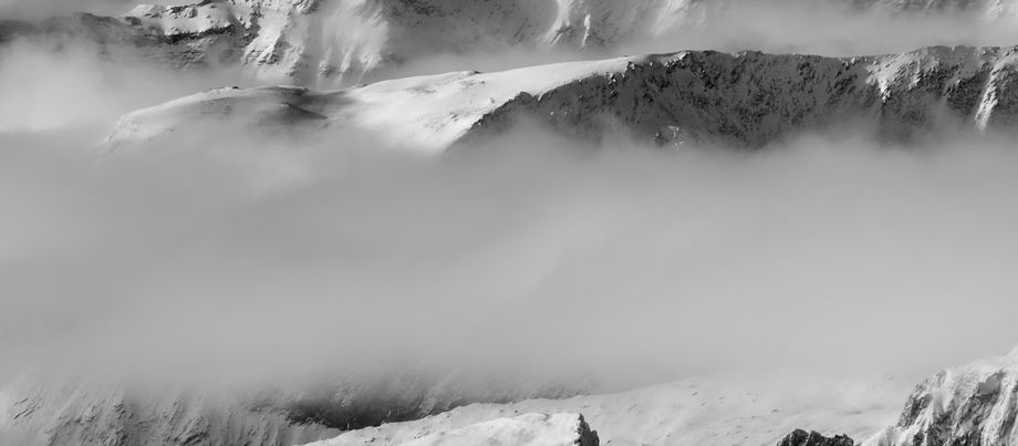 Snowy Mountaintop in Black and White