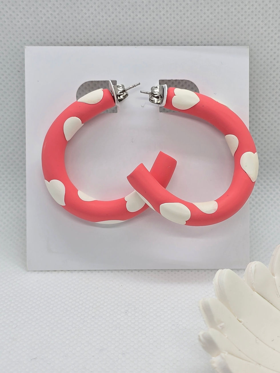 Thumbnail: Happy Heart Hoops Pastel Pink