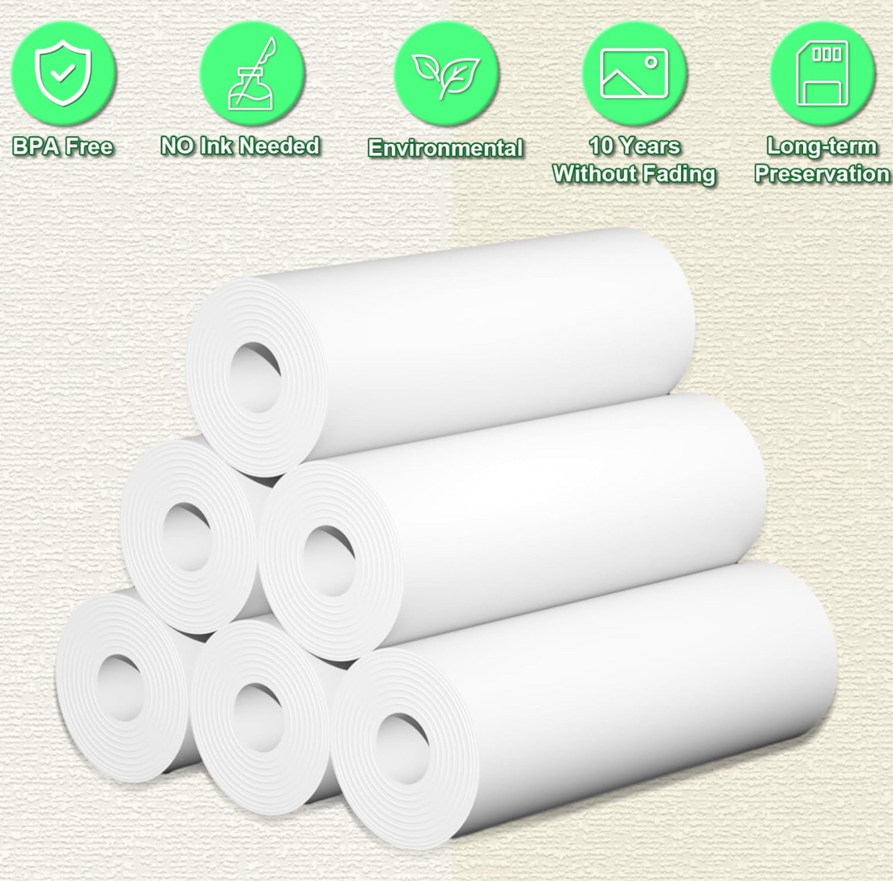 6 Rolls Kids Instant Camera Refill Print Paper