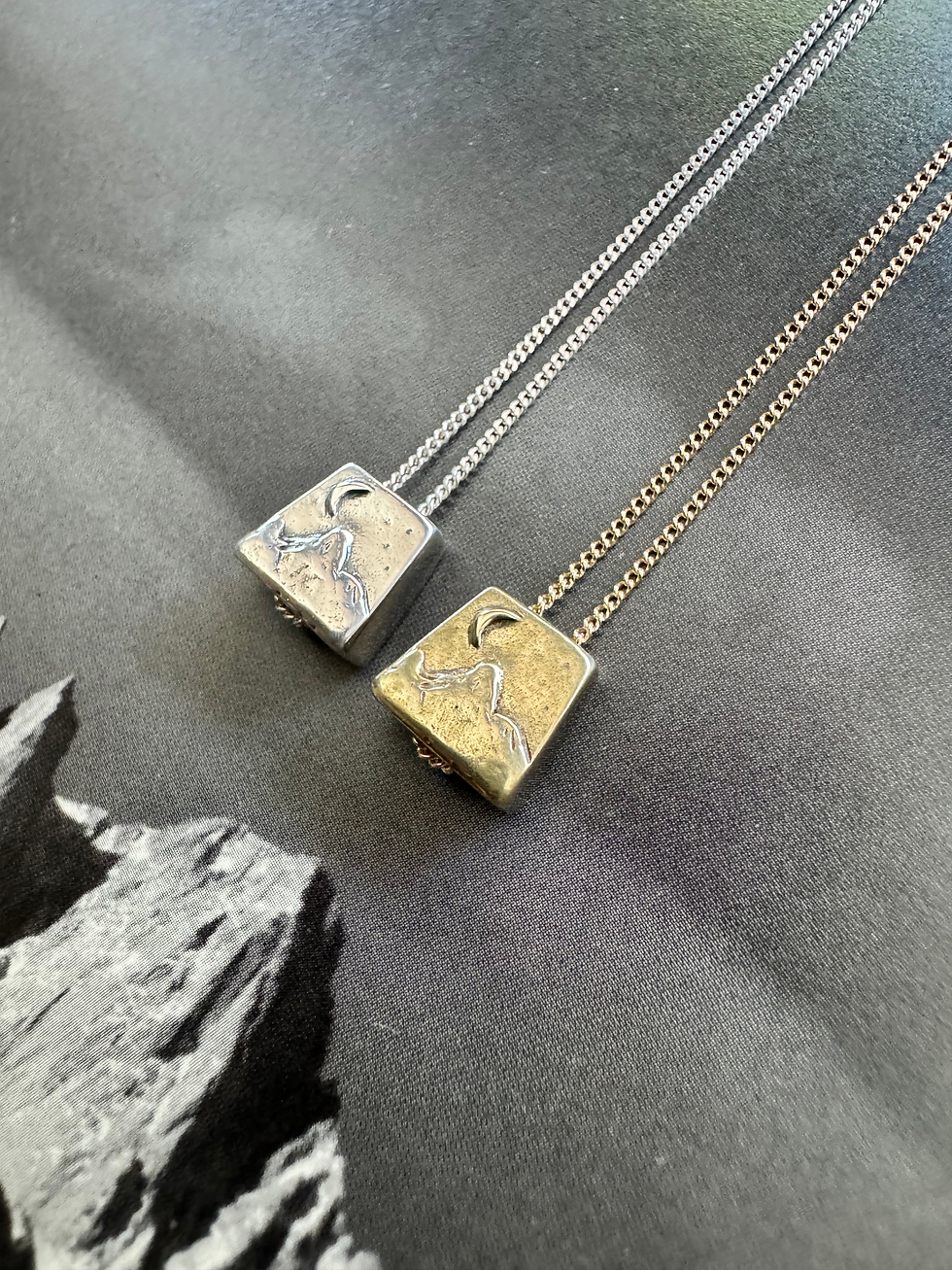 Thumbnail: Stopper/Nut Necklace Mountain and Crescent Moon