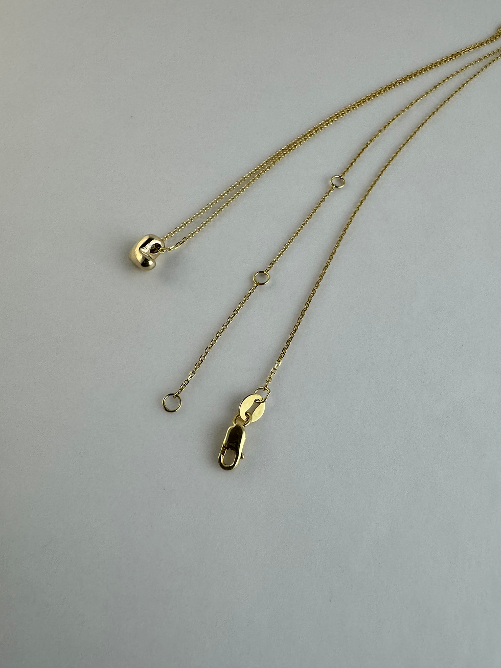 Thumbnail: Small Puff Heart Necklace Solid 14k Gold