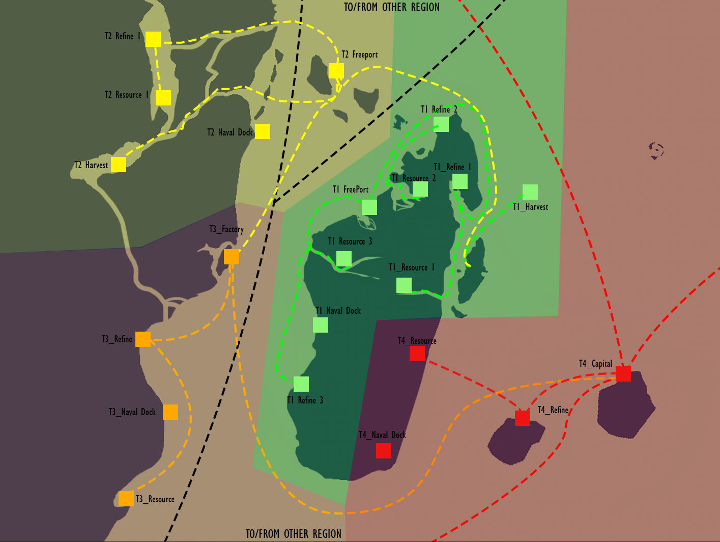 Trade route map for the region