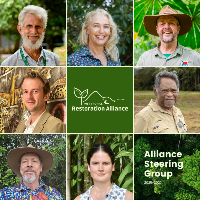 Left to right by row: Mr Peter Rowles, Prof. Susan Laurance, Mr Branden Barber, Mr Barnaby Swan, Mr Dennis Ah-kee, Mr Keith Smith and Dr Ana Palma.