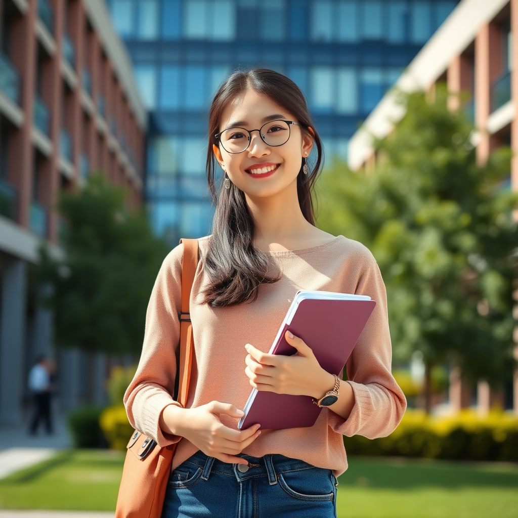 I need an image of an aspiring international student. It should be an attractive girl who