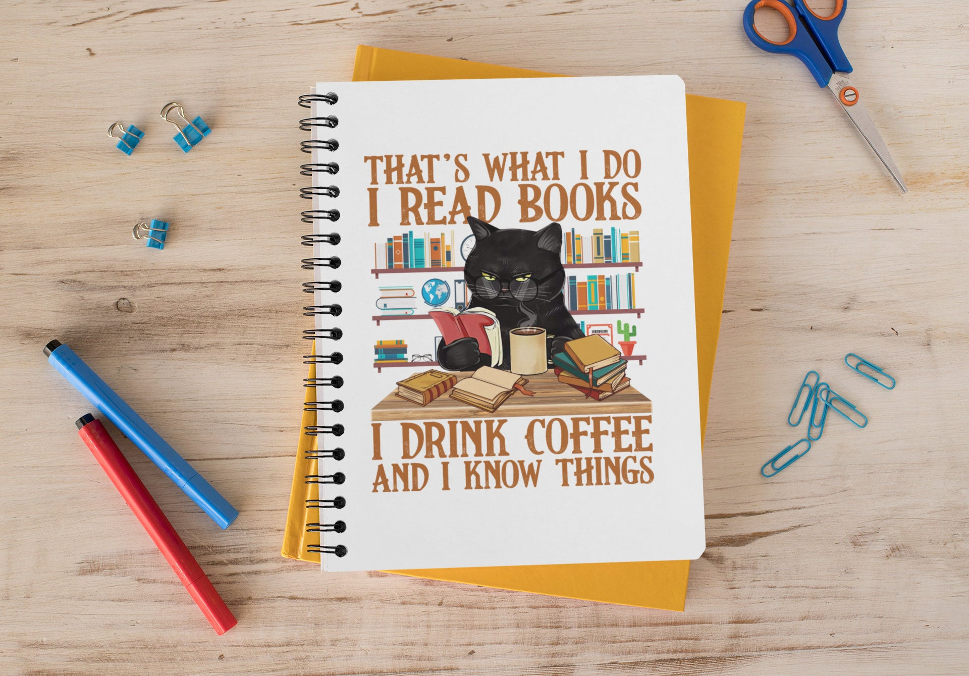 Notebook Journal Cats, books and coffee