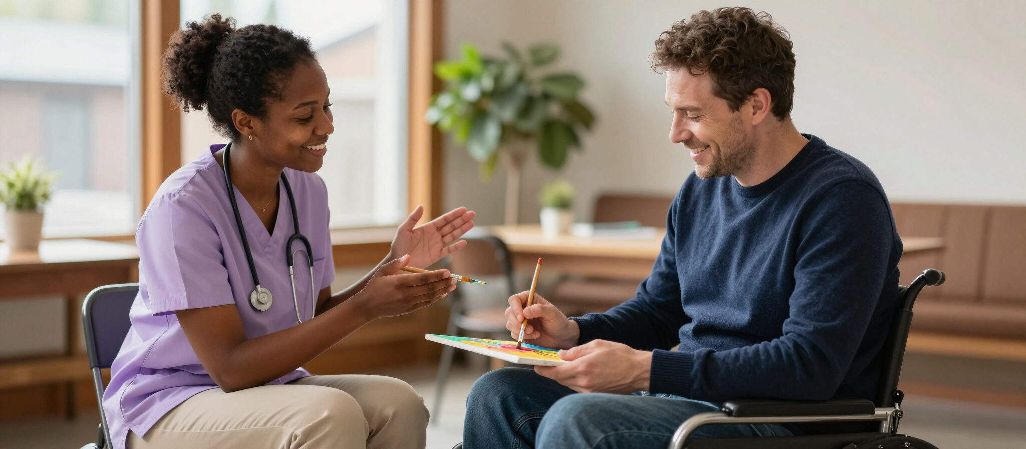 Care support worker with client in Kelowna BC