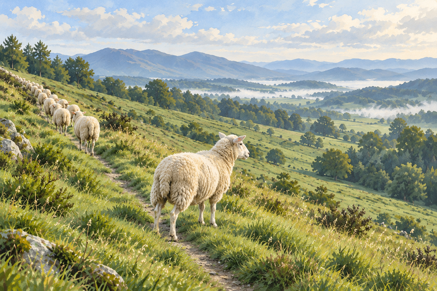 Sheep on a slope