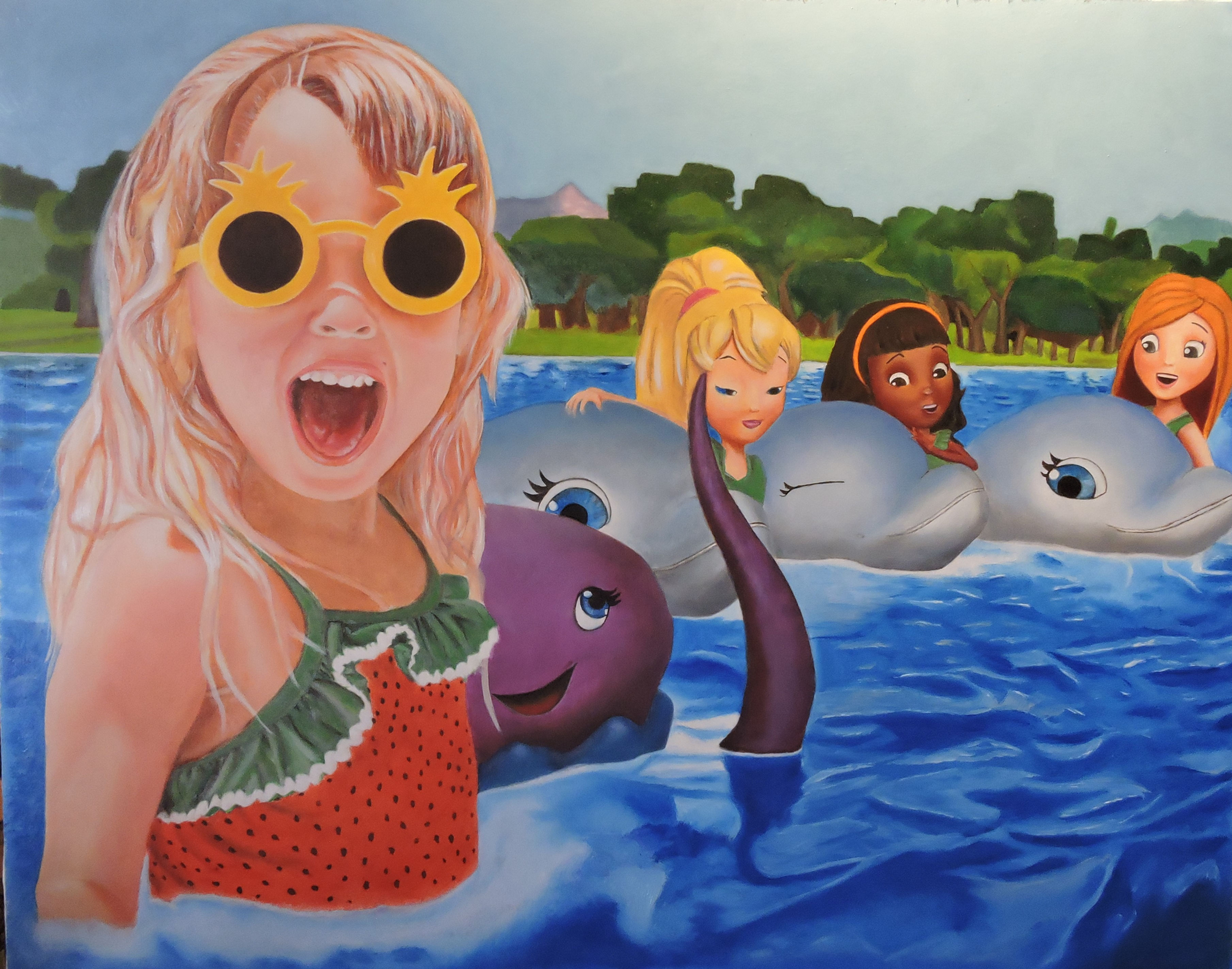 Clara's Swim Club - Original Oil Painting (SOLD)