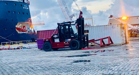 Shorebase operations using CWSG 16 Ton Taylor Forklift in Guyana.jpeg