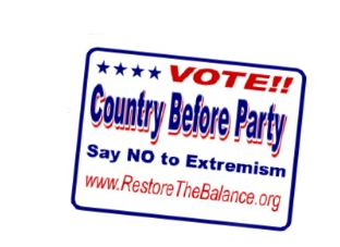 restore the balance sticker Vote! Country before party