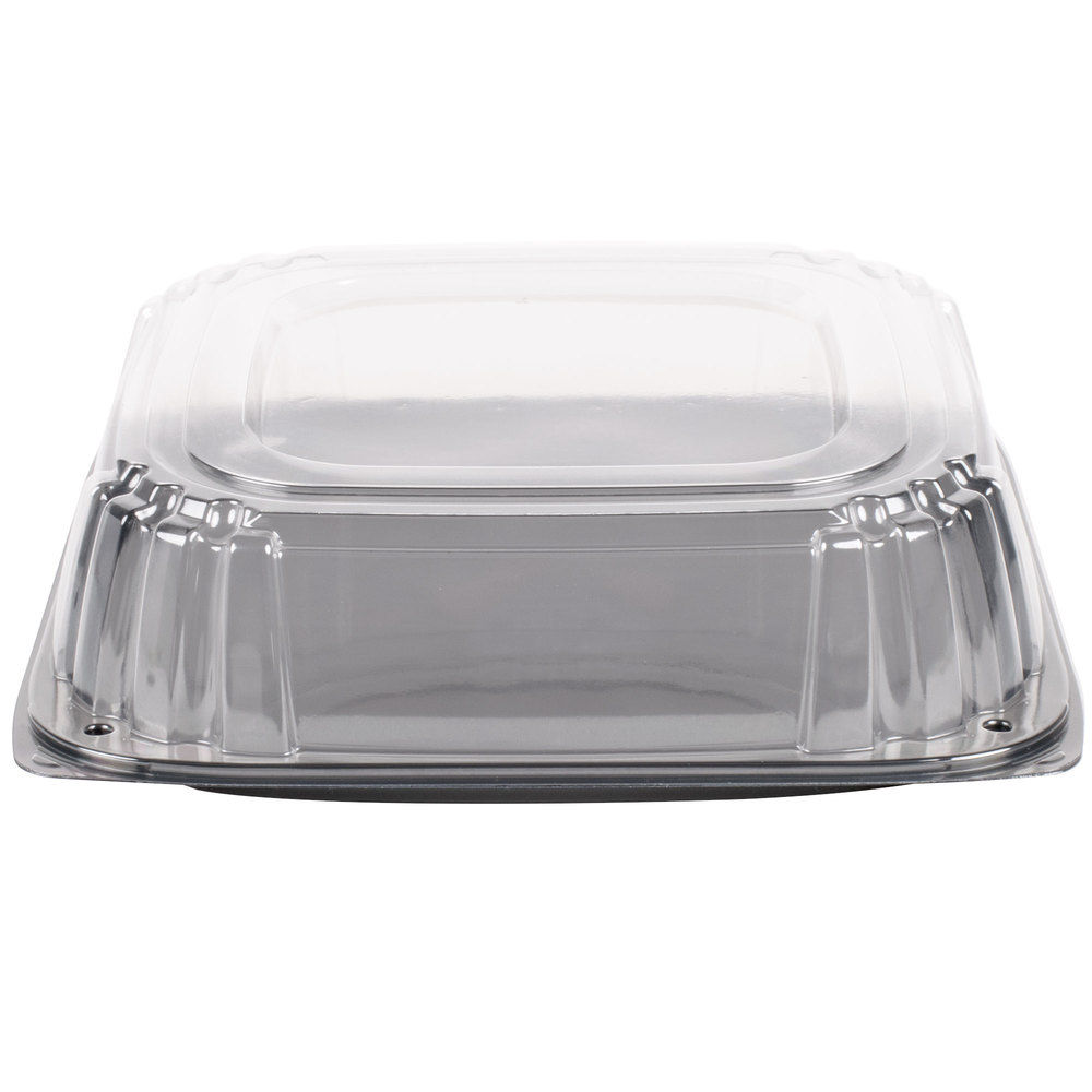 Sabert - Clear 16″ UltraStack® Square PET Platter with Clear 3″ Dome Lid, 25/Cs