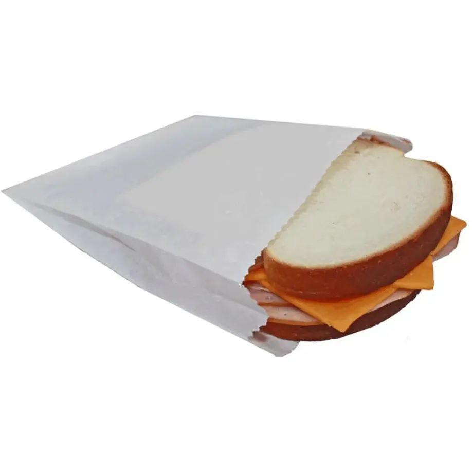 5 x 6.6 x 2.12" White Sandwich Paper Bags, 1000/Cs