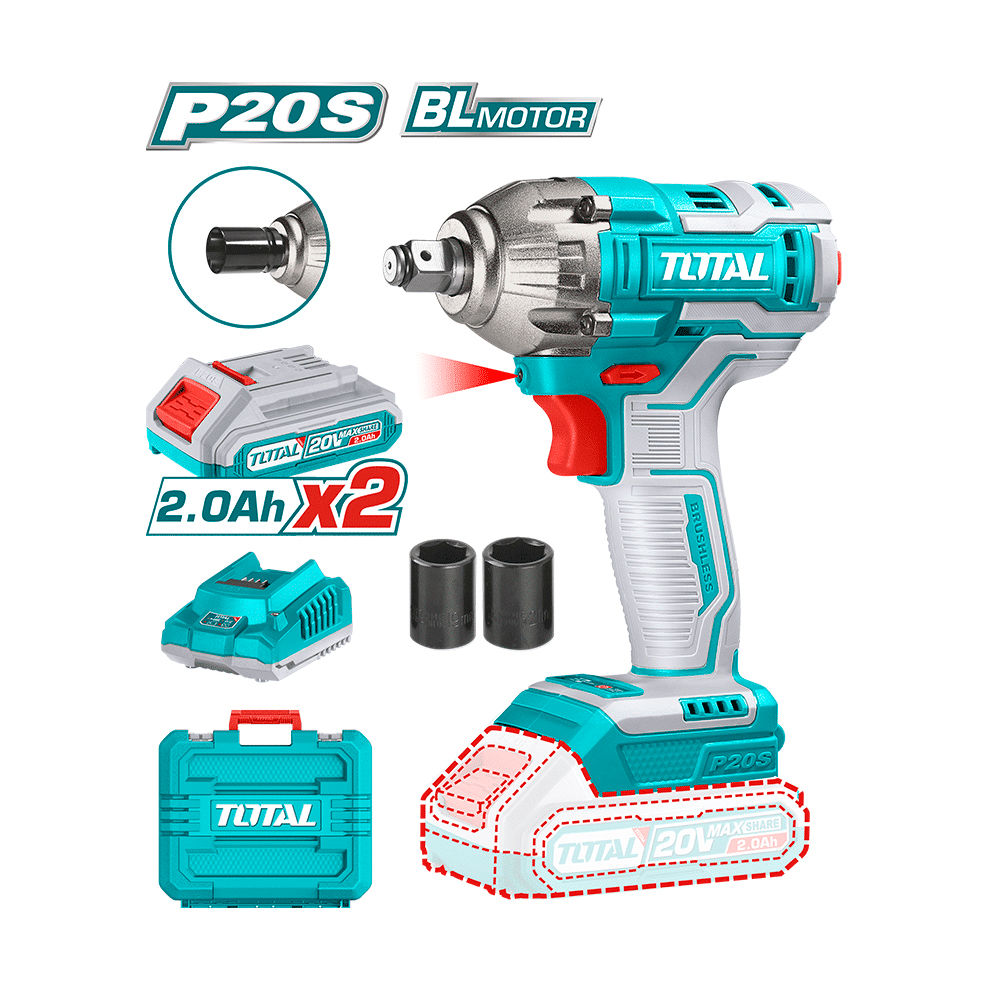 Llave de impacto 20 V 2 A 300 N.m - TOTAL