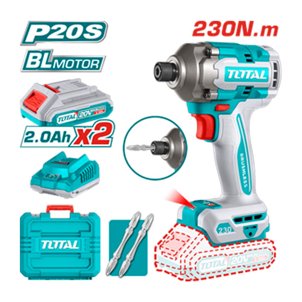 Atornillador de impacto 20 V 2 A 230 N.m - TOTAL