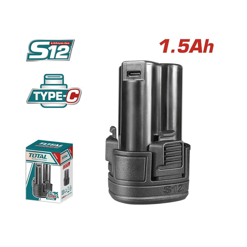 Batería Li-Ion 12 V 1,5 A Tipo-C S12 - TOTAL